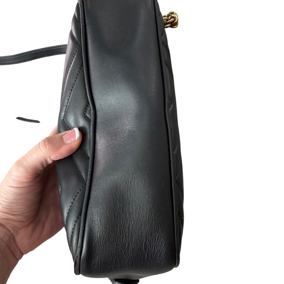 Gucci Marmont Matelasse Camera Bag Black Leather Gold GG Logo Crossbody - Picture 12 of 14